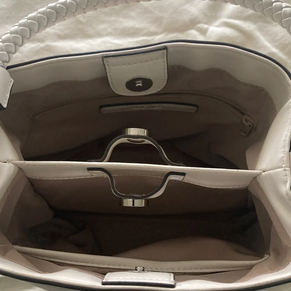 Nine West White Straw-Trim Bucket Bag with Braided Strap - Picture 4 of 12